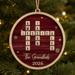 Custom Scrabble Wood Ornament - Personalized Christmas Birthday Gifts For Grandma, Grandpa, Mom, Dad - Love Spelled The Family Way