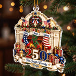 Custom Acrylic Ornament - Personalized America 250th Anniversary Christmas Gifts For Mom, Dad, Brother, Sister - Our Family, Our Tradition
