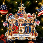 Custom Acrylic Ornament - Personalized America 250th Anniversary Christmas Gifts For Mom, Dad, Brother, Sister - Christmas Cheer Starts Here