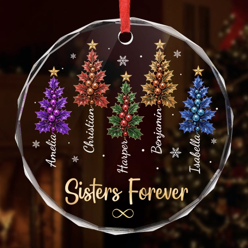 Custom Circle Glass Ornament - Personalized Best Friend Christmas Birthday Gifts For Women, Besties, Sisters, BFF - Together Makes Christmas Sweeter