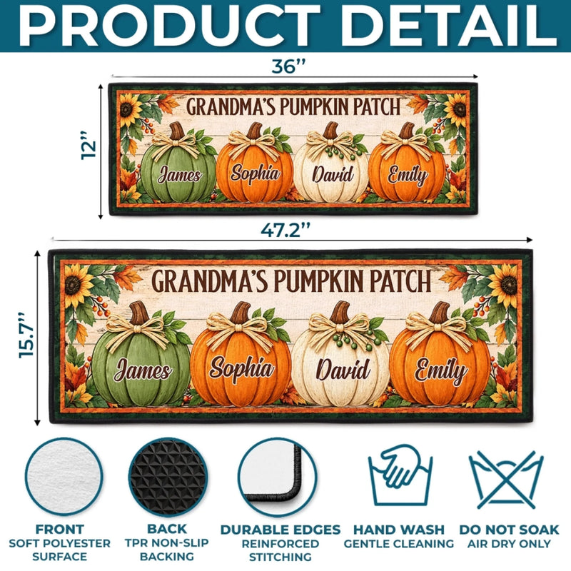 Custom Pumpkin Runner Rug - Personalized Birthday Gifts For Mom, Dad, Brother, Sister - Welcome To Our Harvest Home
