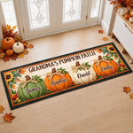 Custom Pumpkin Runner Rug - Personalized Birthday Gifts For Mom, Dad, Brother, Sister - Welcome To Our Harvest Home