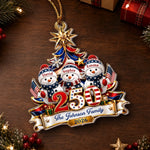 Custom Snowman Premium 3D Ornament - Personalized America 250th Anniversary Christmas Gifts For Mom, Dad, Brother, Sister - United In Holiday Cheer
