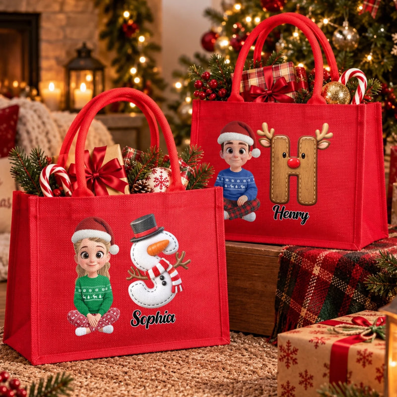 Custom Burlap Tote Bag - Personalized Christmas Birthday Gifts For Mom, Dad, Brother, Sister - Merry Days With My Favorite People