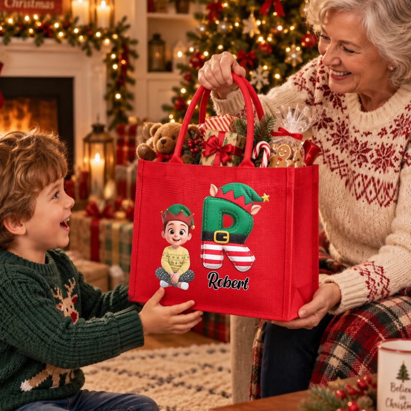 Custom Burlap Tote Bag - Personalized Christmas Birthday Gifts For Mom, Dad, Brother, Sister - Merry Days With My Favorite People