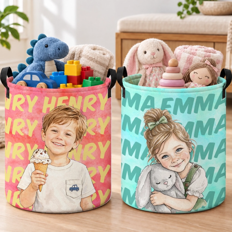 Custom Laundry Basket - Personalized Birthday Gifts For Kids - Shine Bright Like A Star
