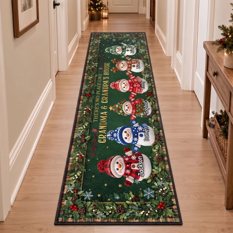 Custom Snowman Runner Rug - Personalized Christmas Birthday Gifts For Grandma, Grandpa - Making Memories Together