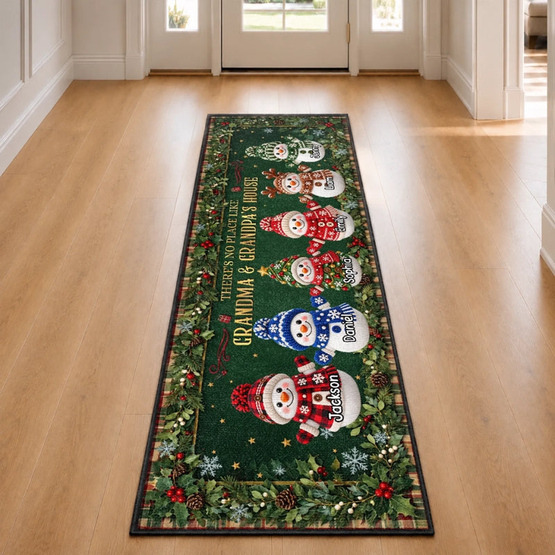 Custom Snowman Runner Rug - Personalized Christmas Birthday Gifts For Grandma, Grandpa - Making Memories Together