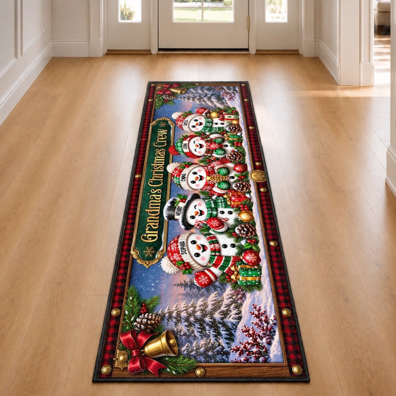 Custom Snowman Runner Rug - Personalized Christmas Birthday Gifts For Grandma, Grandpa - Home Is Where Christmas Is