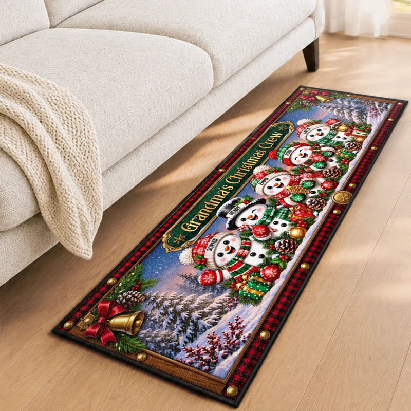 Custom Snowman Runner Rug - Personalized Christmas Birthday Gifts For Grandma, Grandpa - Home Is Where Christmas Is