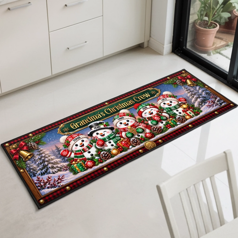 Custom Snowman Runner Rug - Personalized Christmas Birthday Gifts For Grandma, Grandpa - Home Is Where Christmas Is