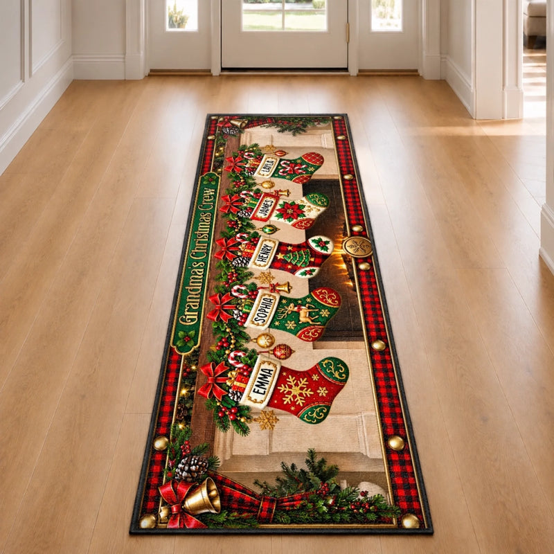 Custom Stocking Runner Rug - Personalized Christmas Birthday Gifts For Grandma, Grandpa - Stockings Full Of Love
