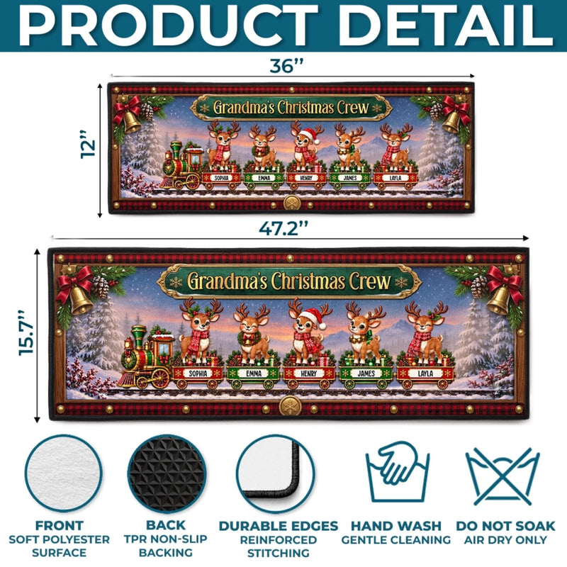 Custom Reindeer Runner Rug - Personalized Christmas Birthday Gifts For Grandma, Grandpa - Festive Family Journey Begins