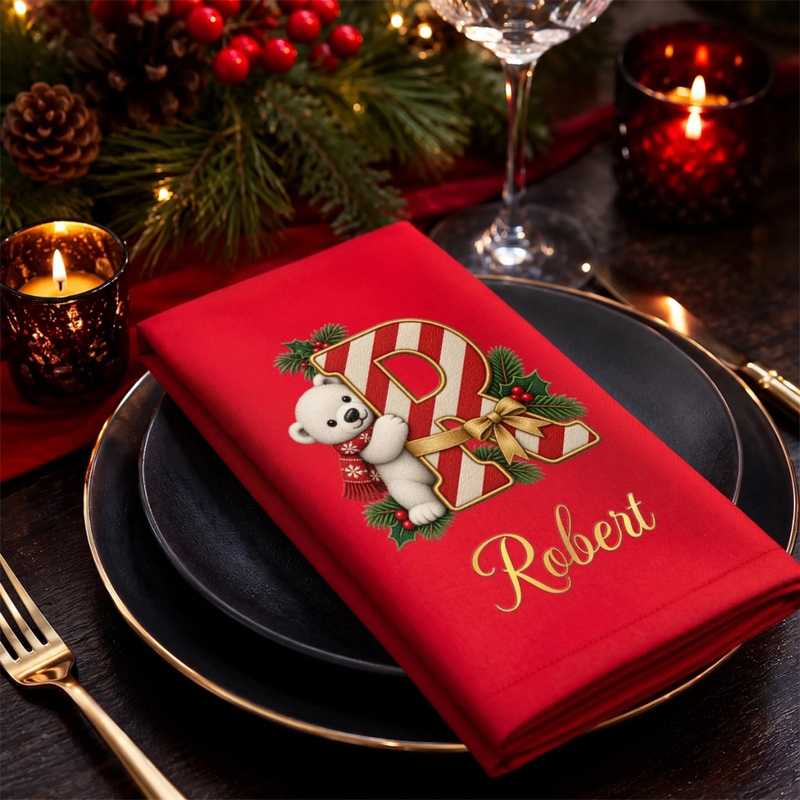 Custom Cotton Napkin - Personalized Christmas Birthday Gifts For Mom, Dad, Brother, Sister - Have A Beary Merry Christmas