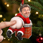 Custom Photo Squishy Acrylic Ornament - Personalized Christmas Birthday Gifts For Husband, Son, Grandson, Brother, Grandpa, Dad, Yourself - Santa Carrying So Much Joy