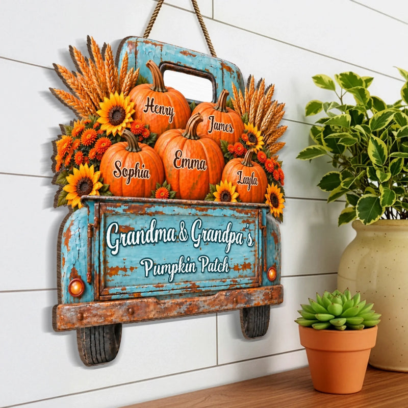 Custom Pumpkin Wood Sign - Personalized Birthday Gifts For Grandma, Grandpa - Fall Is Better Together