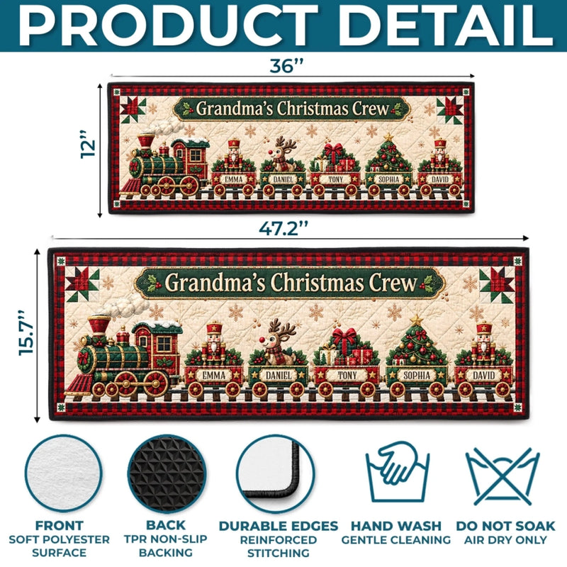Custom Runner Rug - Personalized Christmas Birthday Gifts For Grandma, Grandpa - Festive Family Journey