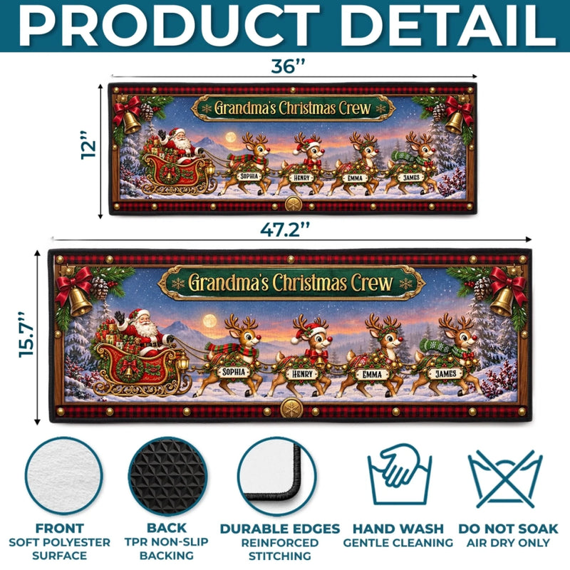 Custom Reindeer Runner Rug - Personalized Christmas Birthday Gifts For Grandma, Grandpa - Santa’s Reindeer Crew Arrive