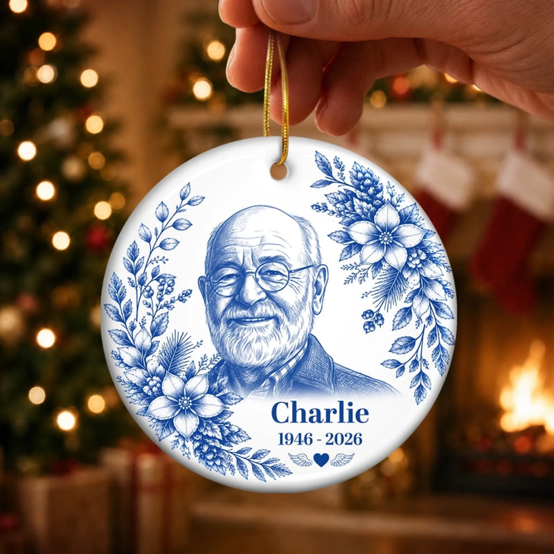 Custom Photo Ceramic Ornament - Personalized Christmas Memorial Sympathy Gifts For Loss Of Mom, Dad - Your Memory Lives On Forever