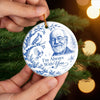 Custom Photo Ceramic Ornament - Personalized Christmas Memorial Sympathy Gifts For Loss Of Mom, Dad - Peaceful Hearts Living In Love