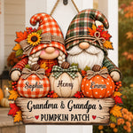 Custom Name Pumpkin Patch Decor for Grandma and Grandpa - Personalized Wood Sign