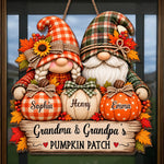 Custom Name Pumpkin Patch Decor for Grandma and Grandpa - Personalized Wood Sign