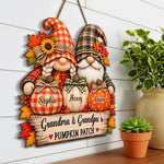 Custom Name Pumpkin Patch Decor for Grandma and Grandpa - Personalized Wood Sign