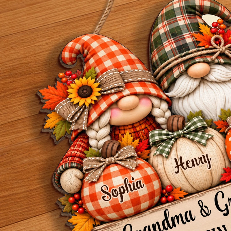 Custom Pumpkin Wood Sign - Personalized Birthday Gifts For Grandma, Grandpa - Rooted In Family Love