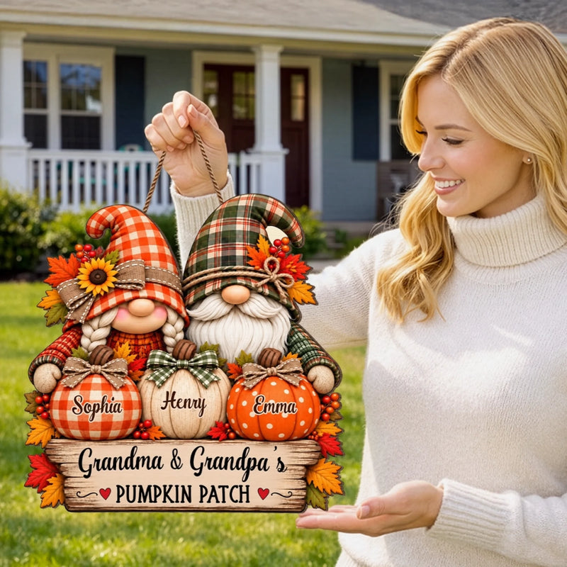 Custom Pumpkin Wood Sign - Personalized Birthday Gifts For Grandma, Grandpa - Rooted In Family Love