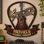 Custom Guitar Music Room Decor - Personalized Custom Shaped Metal Sign