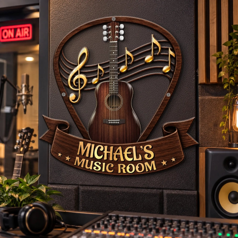 Custom Shaped Metal Sign - Personalized Birthday Gifts For Guitar Lovers, Husband, Son, Grandson, Brother, Grandpa, Dad, Yourself - Play It Loud