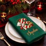 Custom Cotton Napkin - Personalized Christmas Birthday Gifts For Mom, Dad, Brother, Sister - Sending Beary Merry Wishes