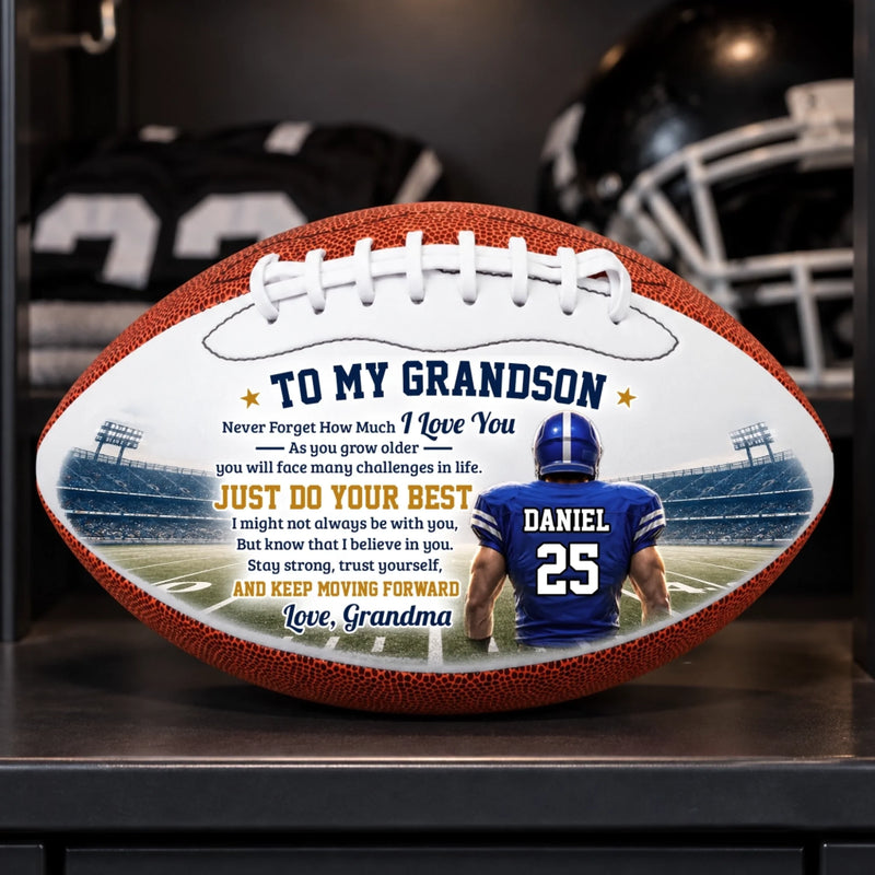 Custom Leather Football - Personalized Birthday Gifts For Son, Grandson, America Football Lovers, Sports Fans, Sports Lovers - All Heart On Game Day