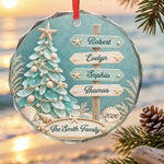 Custom Name Coastal Christmas Family Gifts - Personalized Glass Ornament