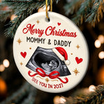 Custom Ultrasound Photo Christmas Gifts for Expecting Parents - Personalized Ceramic Ornament