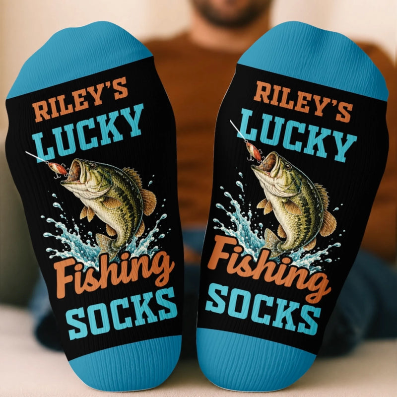 Custom Crew Socks - Personalized Birthday Fishing Gifts For Fisherman - Catching Big Fish Every Time