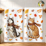 Custom Pet Photo Fall Cat and Dog Gifts for Pet Lovers - Personalized Kitchen Towel