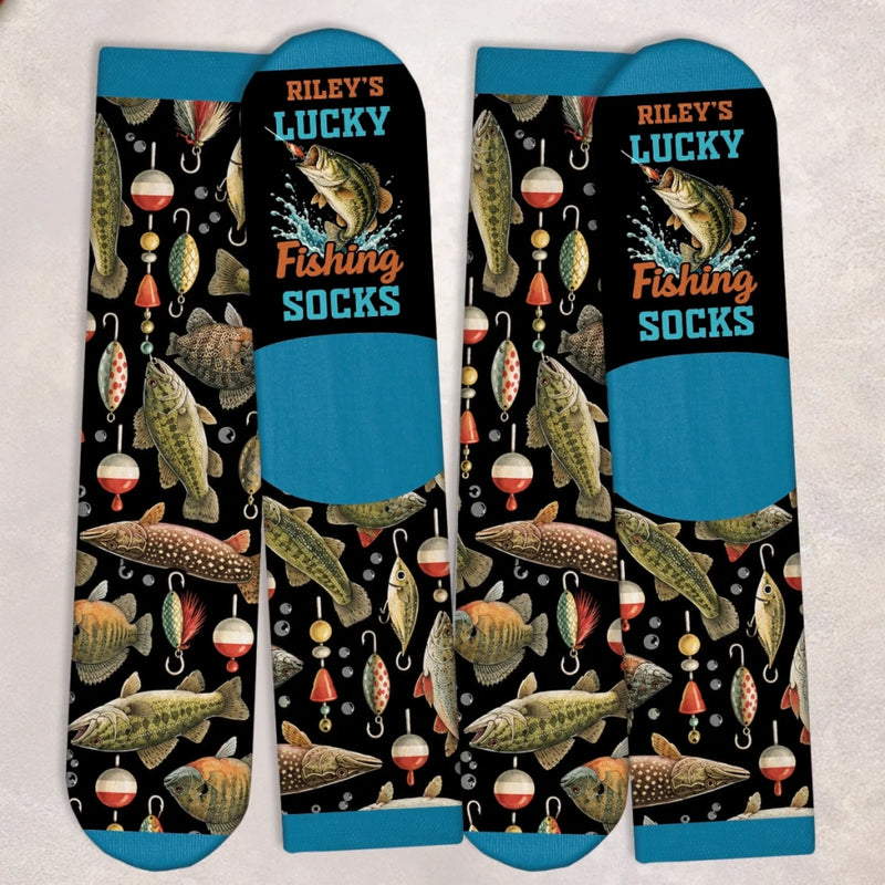 Custom Crew Socks - Personalized Birthday Fishing Gifts For Fisherman - Live Love Go Fishing Today