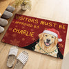 Custom Photo Home Decor Decorative Mat - Personalized  Christmas Birthday Gifts For Dog Cat Lovers, Dog Dad And Mom, Cat Owners - Paws Before You Enter
