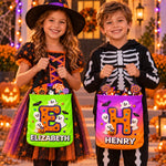 Custom Name Halloween Candy Gifts for Kids - Personalized LED Light Bucket Bag