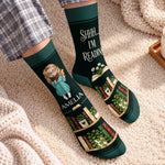 Custom Shh I'm Reading Crew Socks - Personalized Bookish Gifts For Book Lovers, Bookworms, Readers - Lost In My Favorite Story