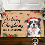 Custom Photo Home Decor Decorative Mat - Personalized  Christmas Birthday Gifts For Dog Cat Lovers, Dog Dad And Mom, Cat Owners - Holiday Patrol Is Watching