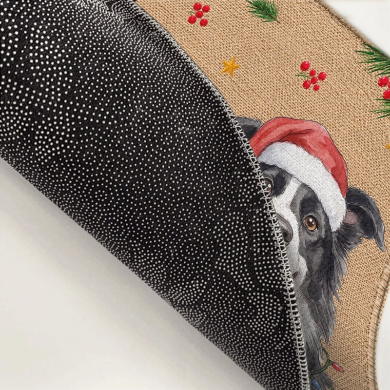 Custom Photo Home Decor Decorative Mat - Personalized  Christmas Birthday Gifts For Dog Cat Lovers, Dog Dad And Mom, Cat Owners - Holiday Patrol Is Watching