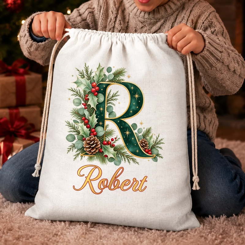 Custom Drawstring Gift Bag - Personalized Christmas Birthday Gifts For Mom, Dad, Brother, Sister - Wrapped With Love And Joy