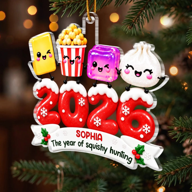 Custom Squishy Acrylic Ornament - Personalized Christmas Birthday Gifts For Kids - Squeezing My Way To Joy