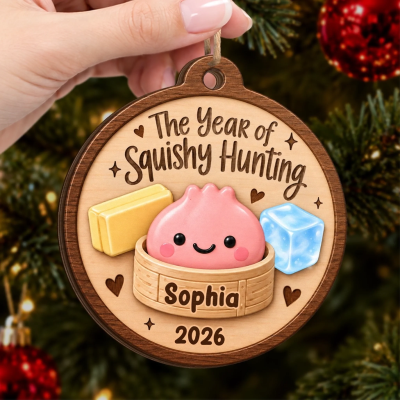 Custom Squishy Wooden Ornament - Personalized Christmas Birthday Gifts For Kids - Wrapped In Squishy Joy