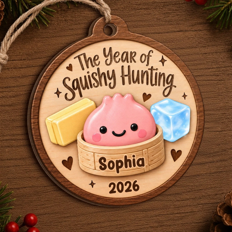Custom Squishy Wooden Ornament - Personalized Christmas Birthday Gifts For Kids - Wrapped In Squishy Joy