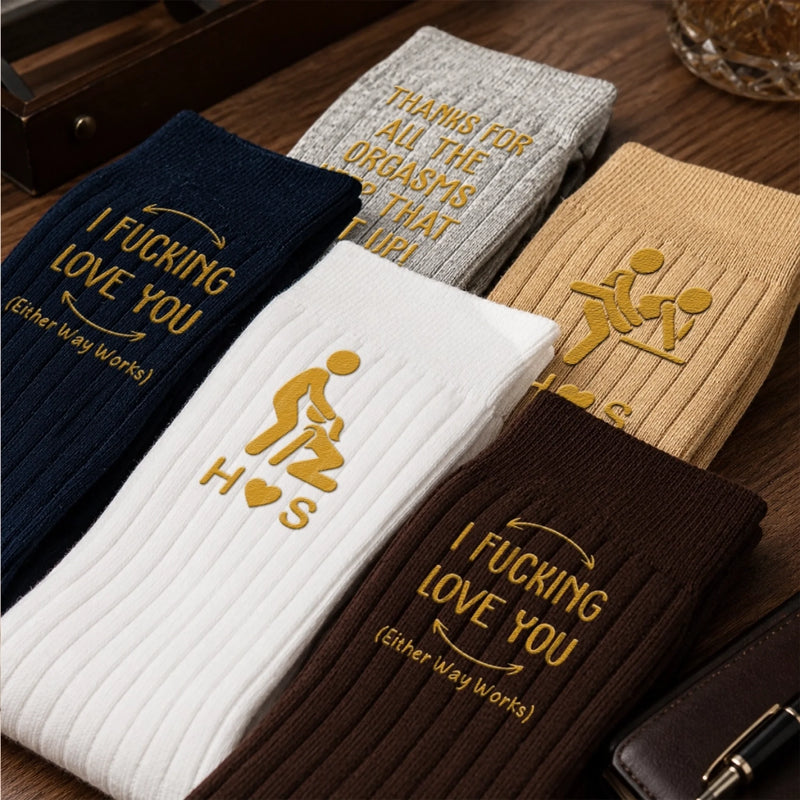Custom Funny Embroidered Socks - Personalized Birthday Gifts For Husband, Boyfriend, Him And Her - Naughty Times With You Everyday