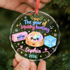 Custom Squishy Circle Glass Ornament - Personalized Christmas Birthday Gifts For Kids - Merry Squishy Moments