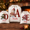 Custom Snowman Drawstring Gift Bag - Personalized Christmas Birthday Gifts For Mom, Dad, Brother, Sister - Frozen Joy Warm Happy Hearts